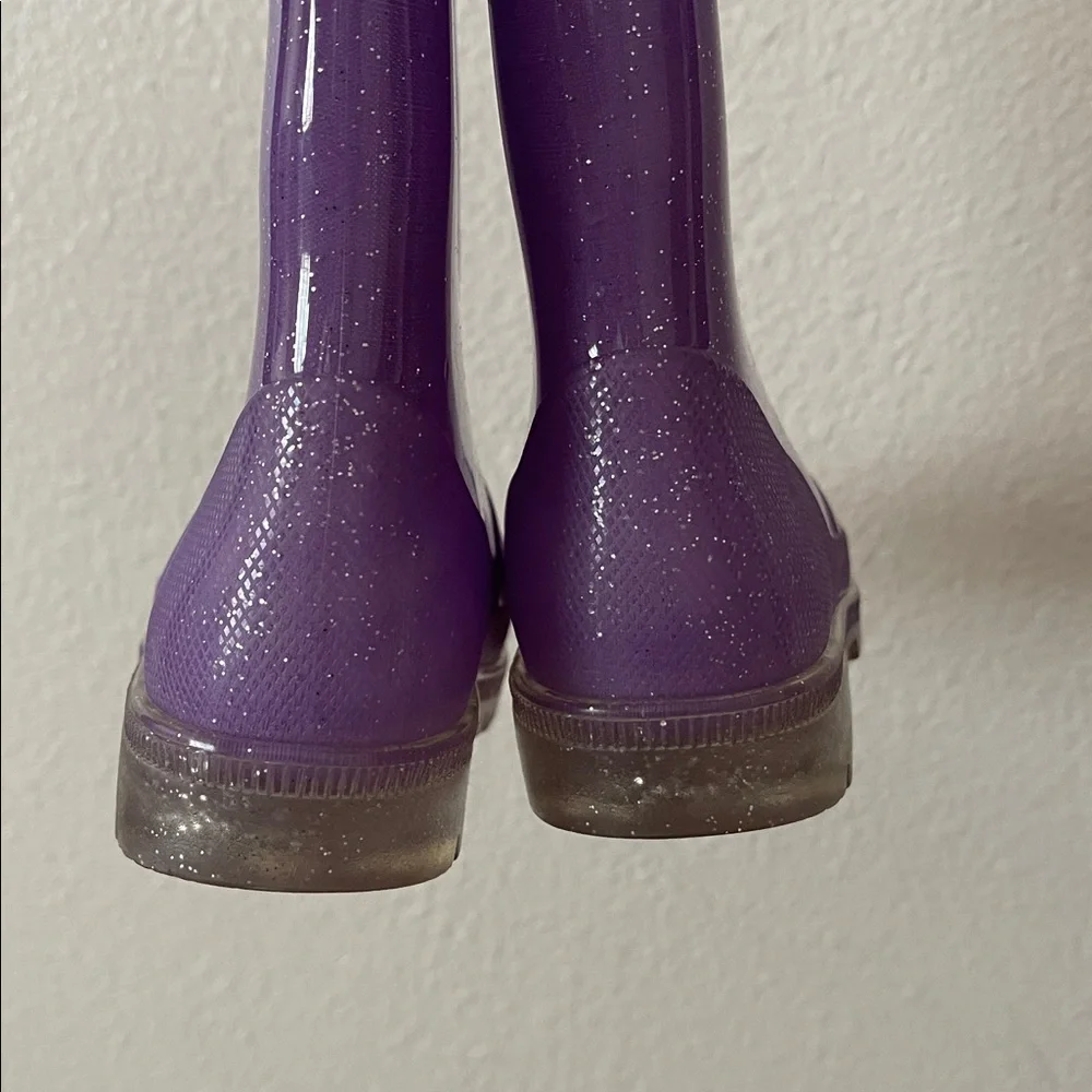 Purple glitter vinyl rain snow weather boots 11 little girls